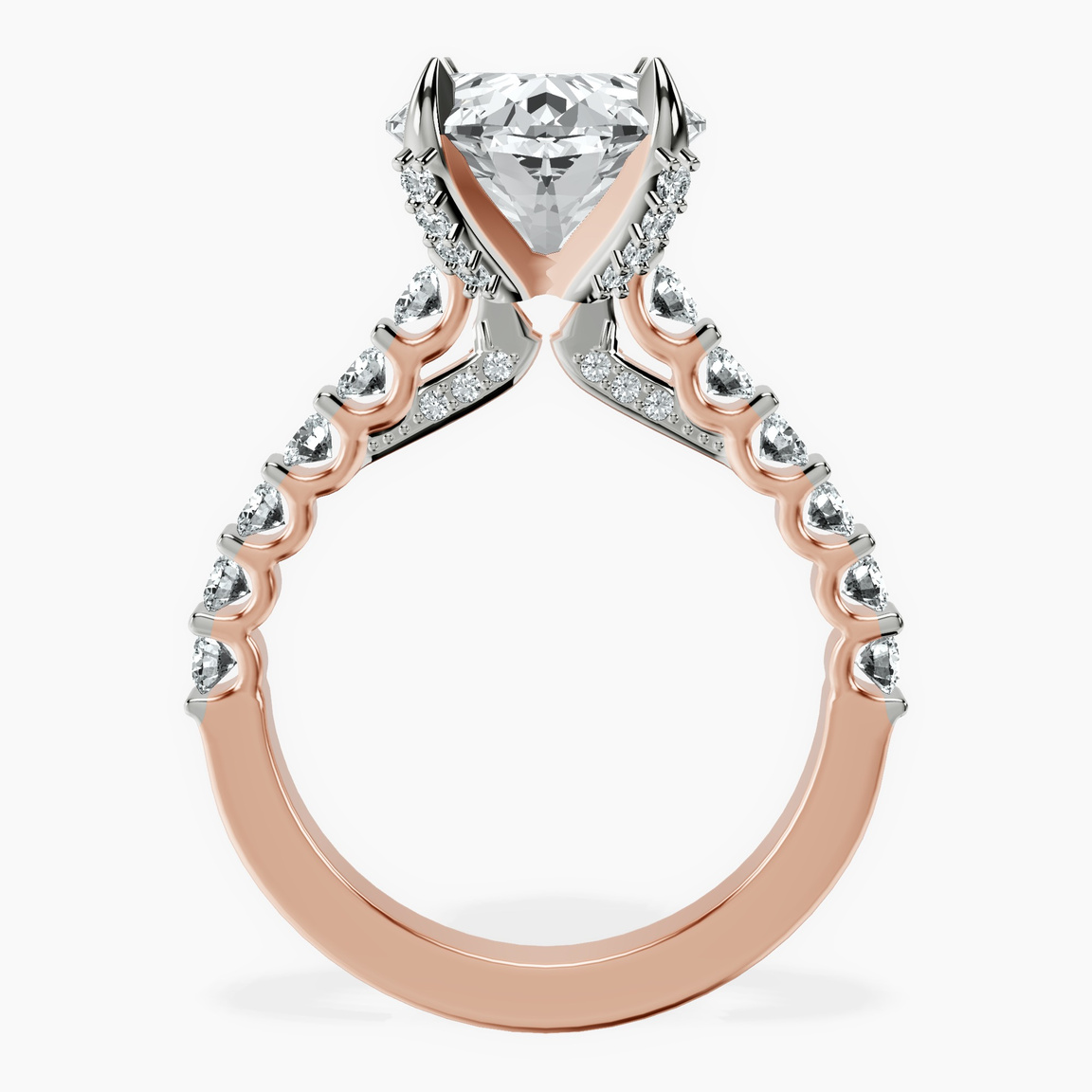10kt Rose Gold Austria Cathedral Lab Diamond Ring side right image one