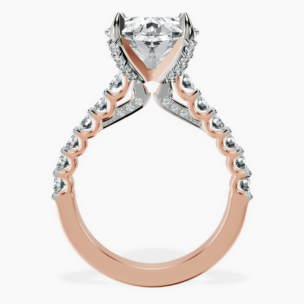 10kt Rose Gold Austria Cathedral Lab Diamond Ring side right image one