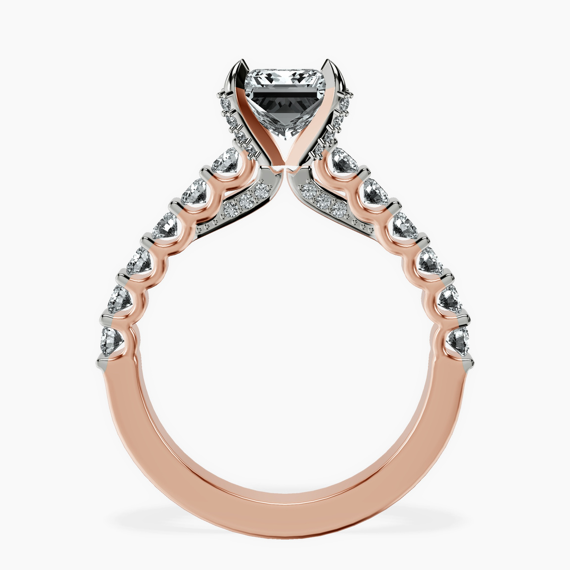 10kt Rose Gold Austria Cathedral Lab Diamond Ring side right image one
