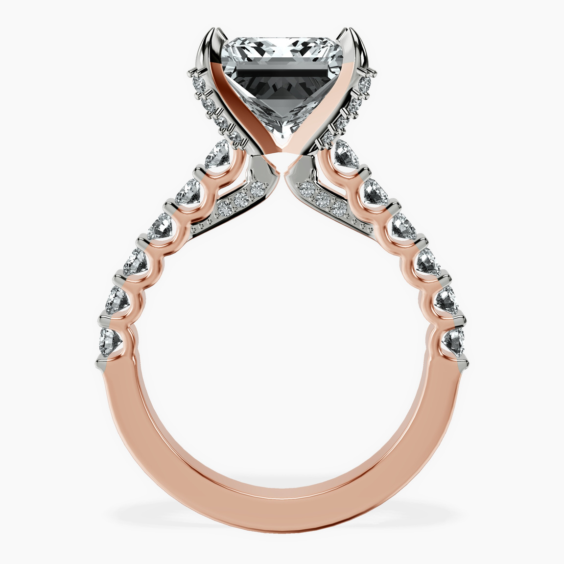 10kt Rose Gold Austria Cathedral Lab Diamond Ring side right image one