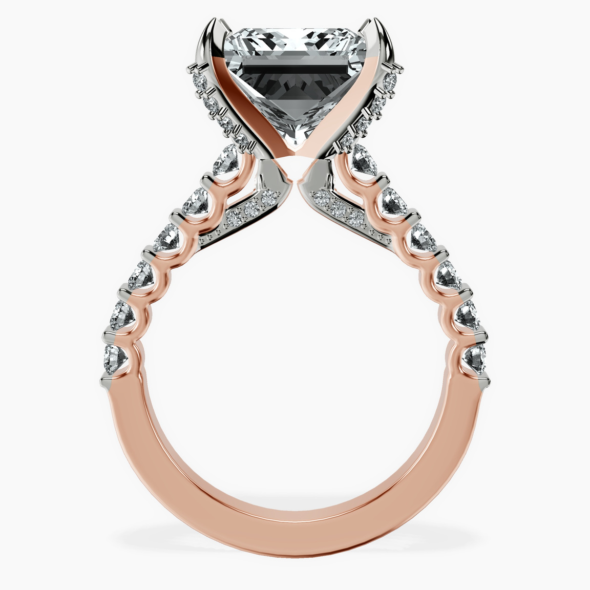 10kt Rose Gold Austria Cathedral Lab Diamond Ring side right image one