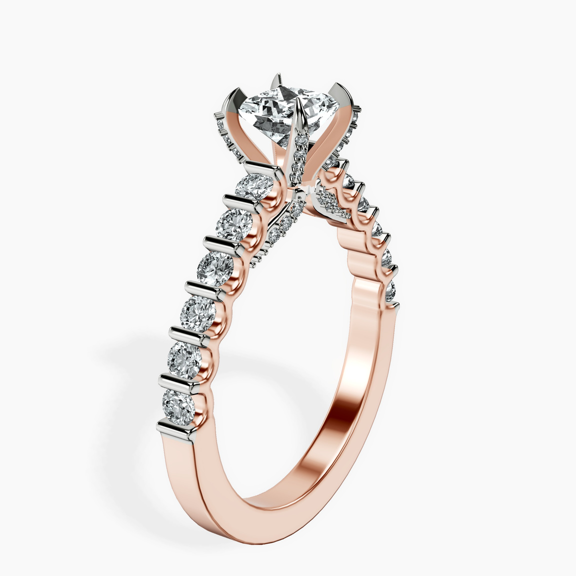 10kt Rose Gold Austria Cathedral Lab Diamond Ring standing product image one