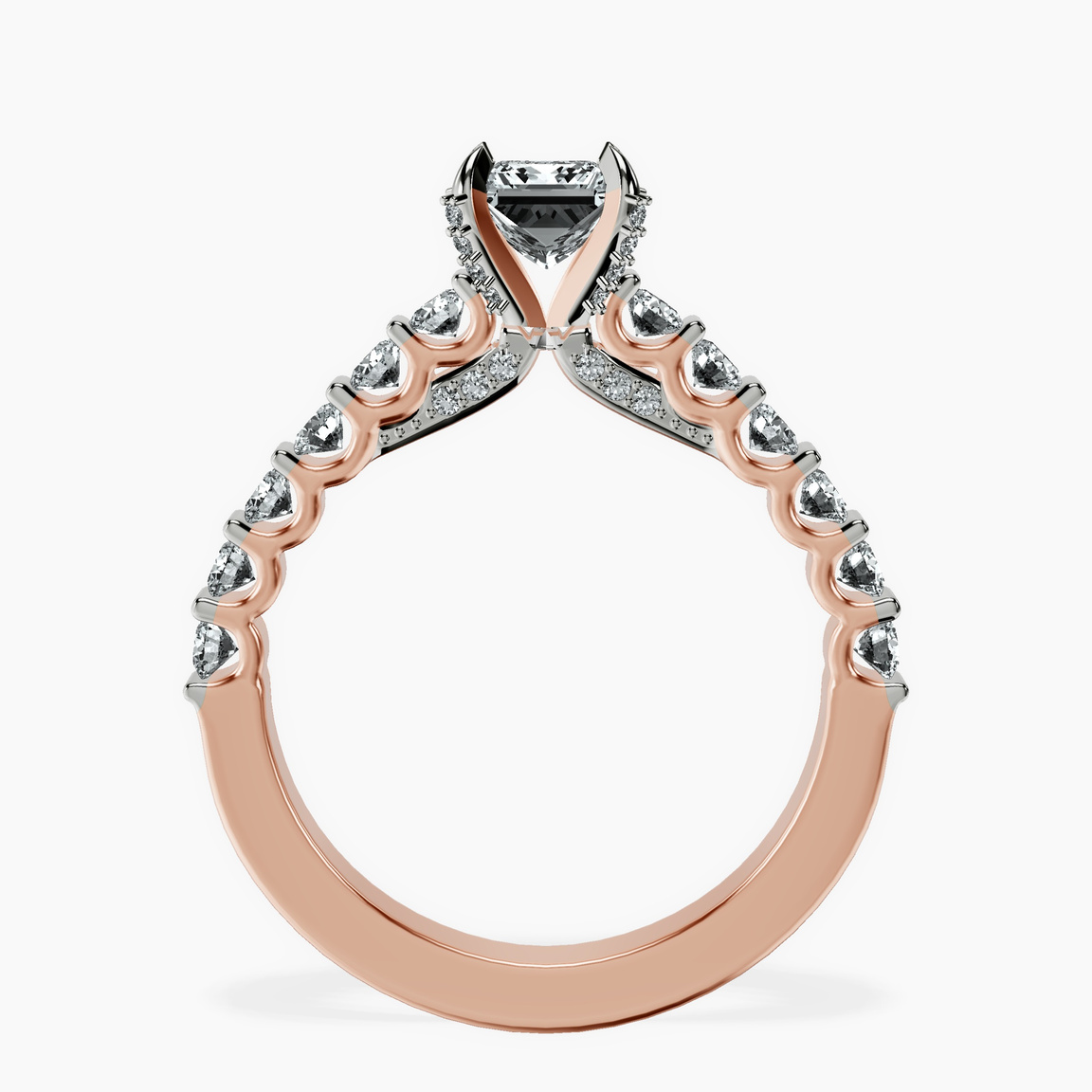 10kt Rose Gold Austria Cathedral Lab Diamond Ring side right image one