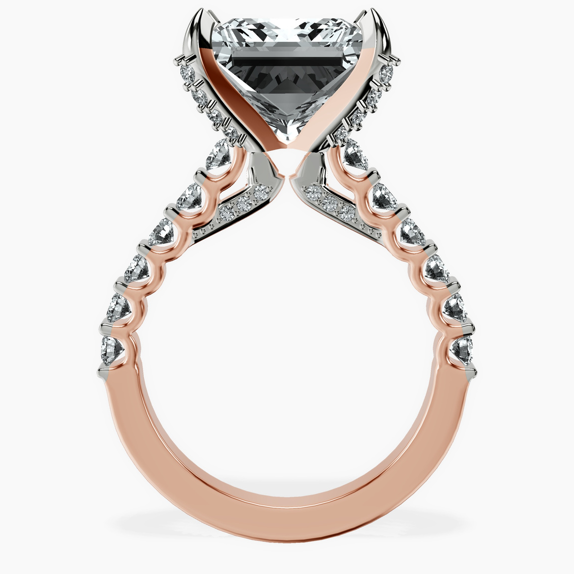 10kt Rose Gold Austria Cathedral Lab Diamond Ring side right image one