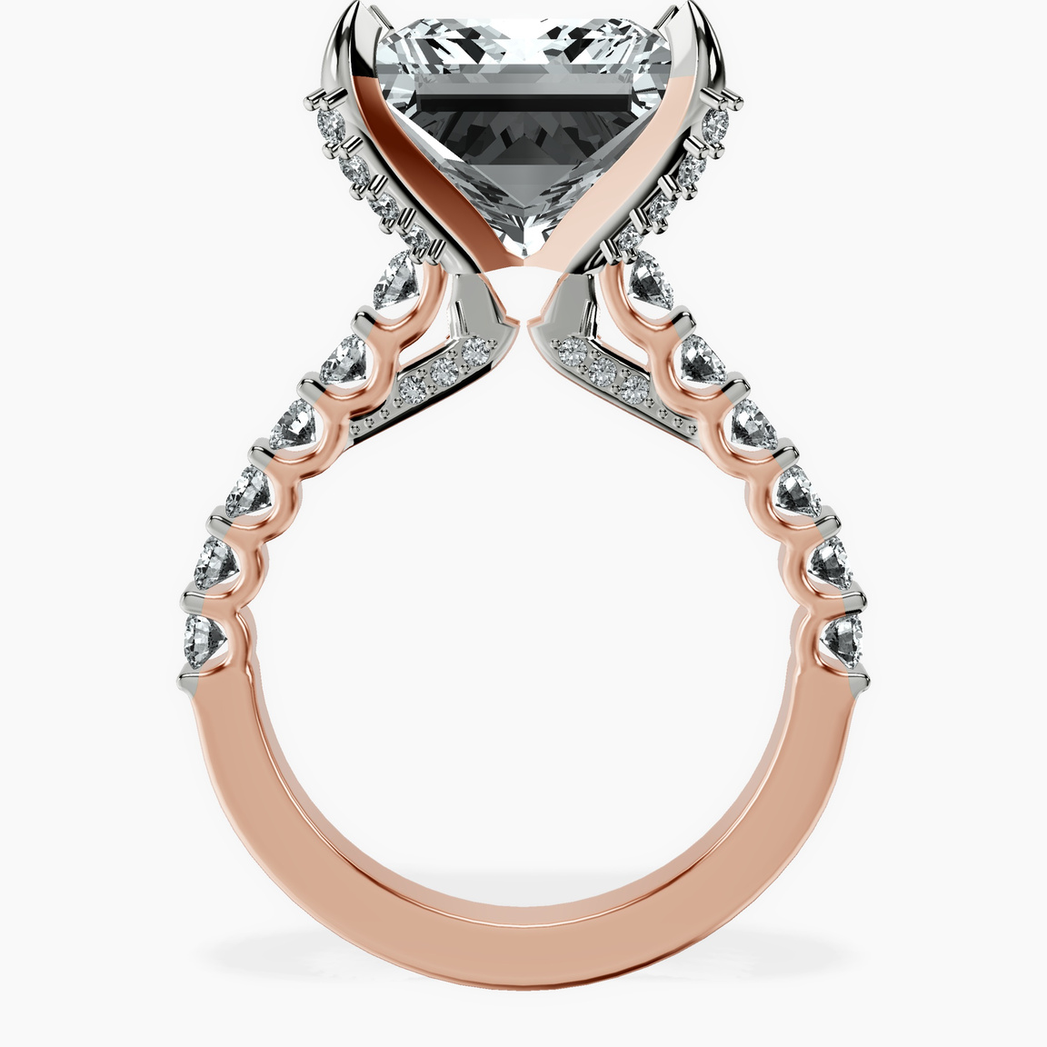 10kt Rose Gold Austria Cathedral Lab Diamond Ring side right image one