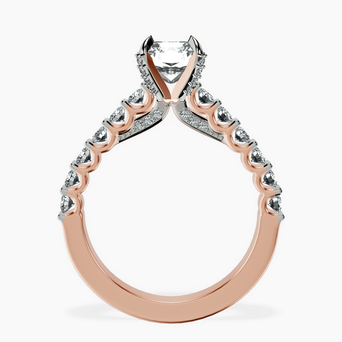 10kt Rose Gold Austria Cathedral Lab Diamond Ring side right image one