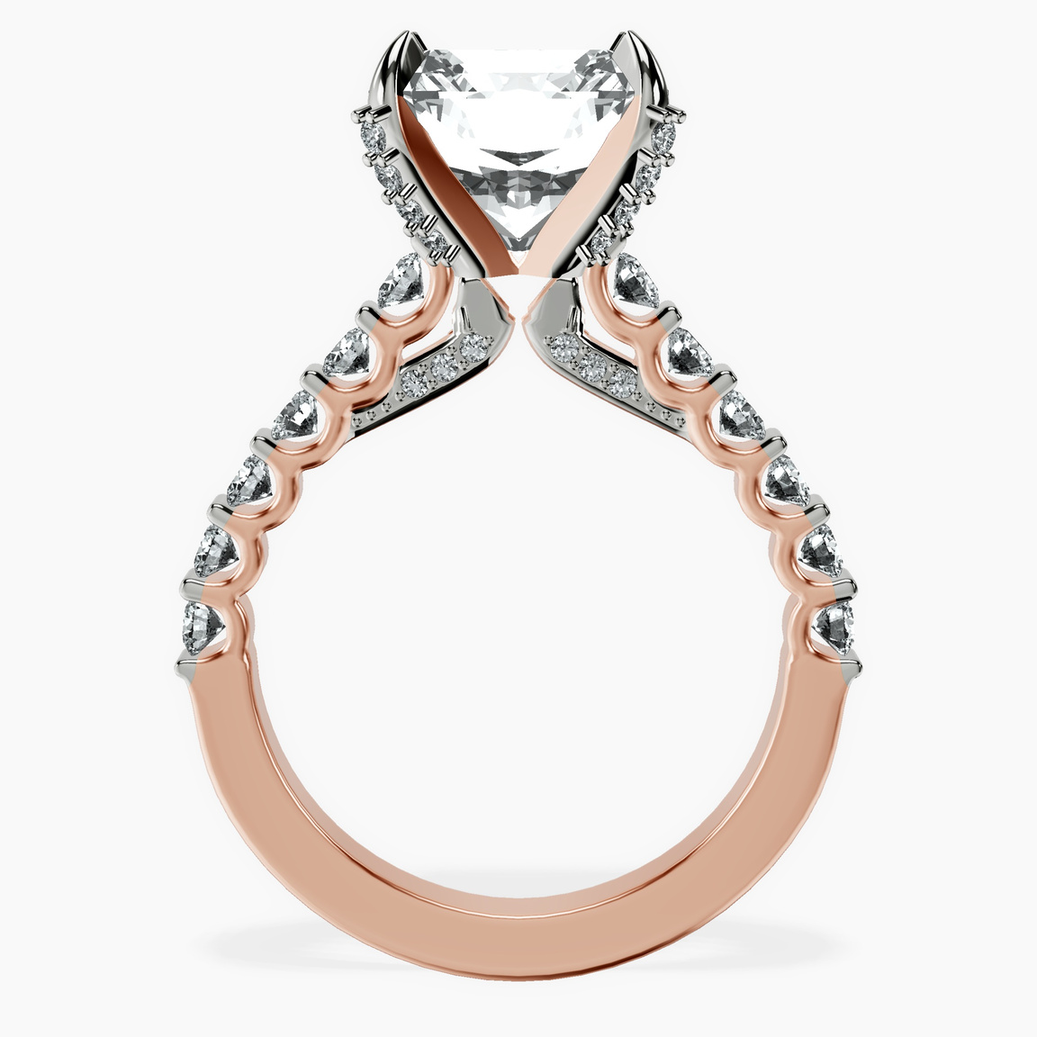 10kt Rose Gold Austria Cathedral Lab Diamond Ring side right image one