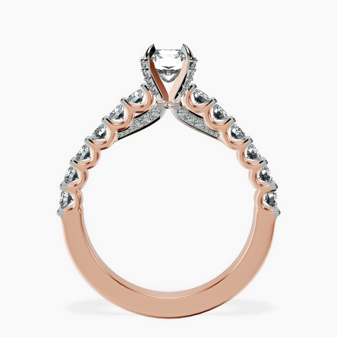 10kt Rose Gold Austria Cathedral Lab Diamond Ring side right image one