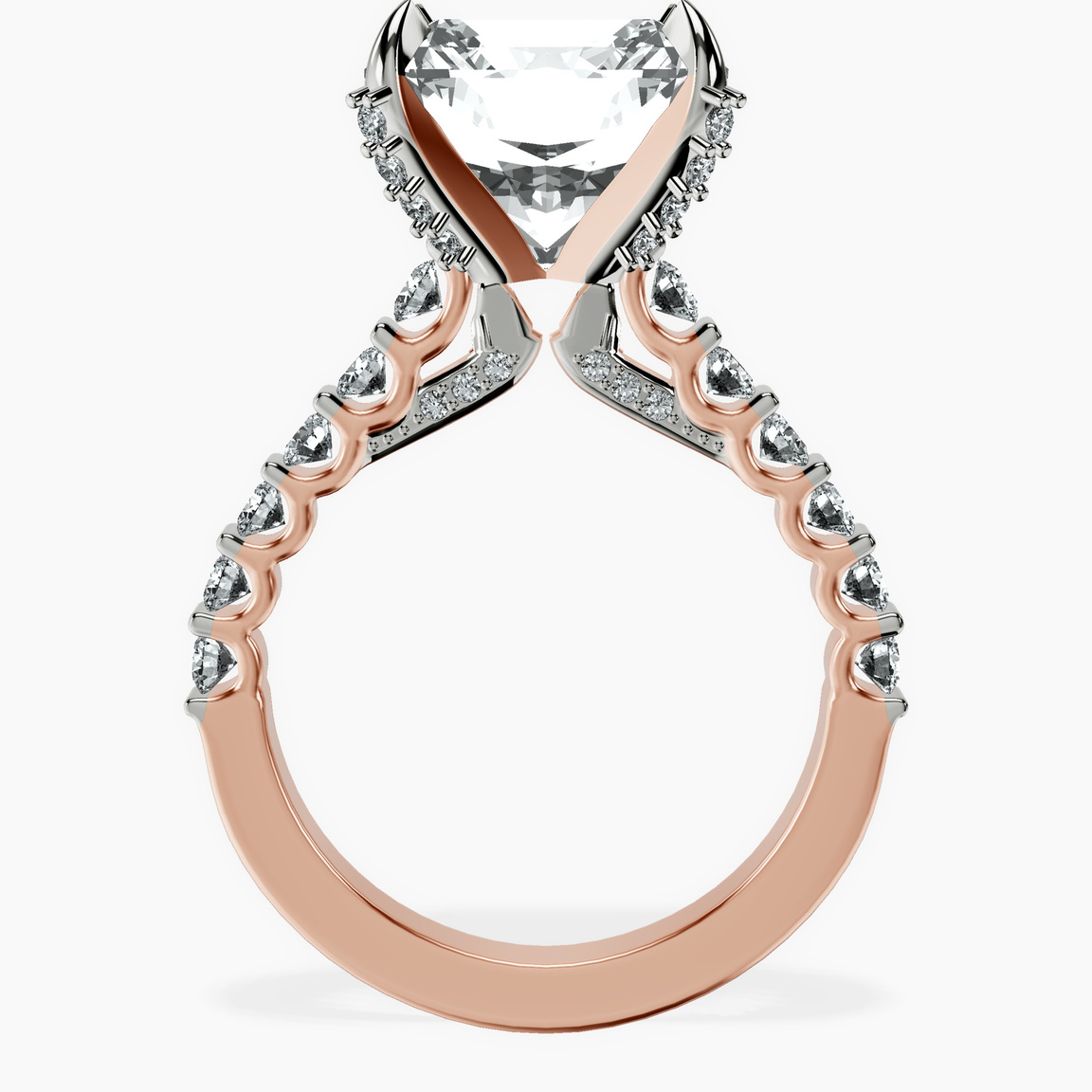 10kt Rose Gold Austria Cathedral Lab Diamond Ring side right image one