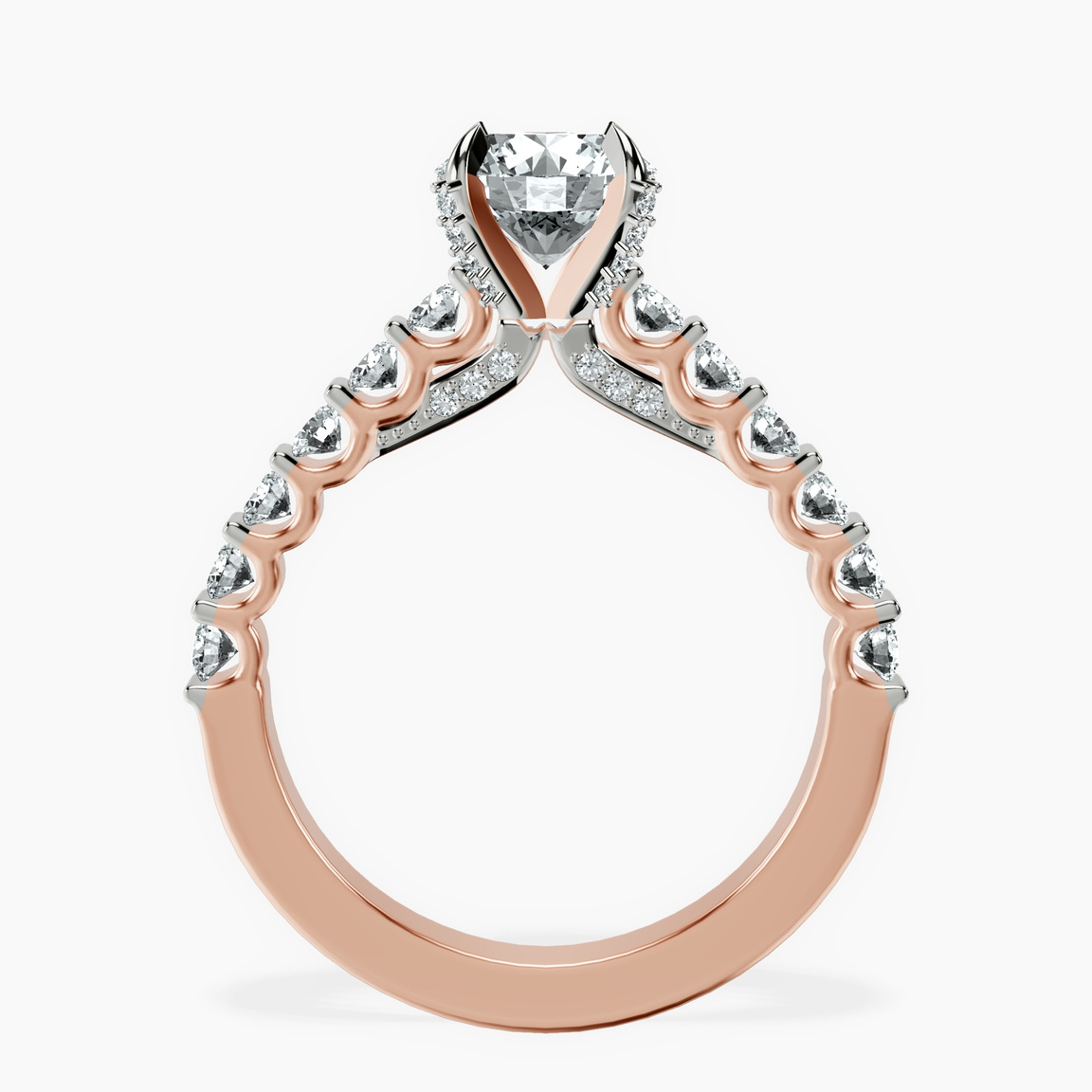10kt Rose Gold Austria Cathedral Lab Diamond Ring side right image one