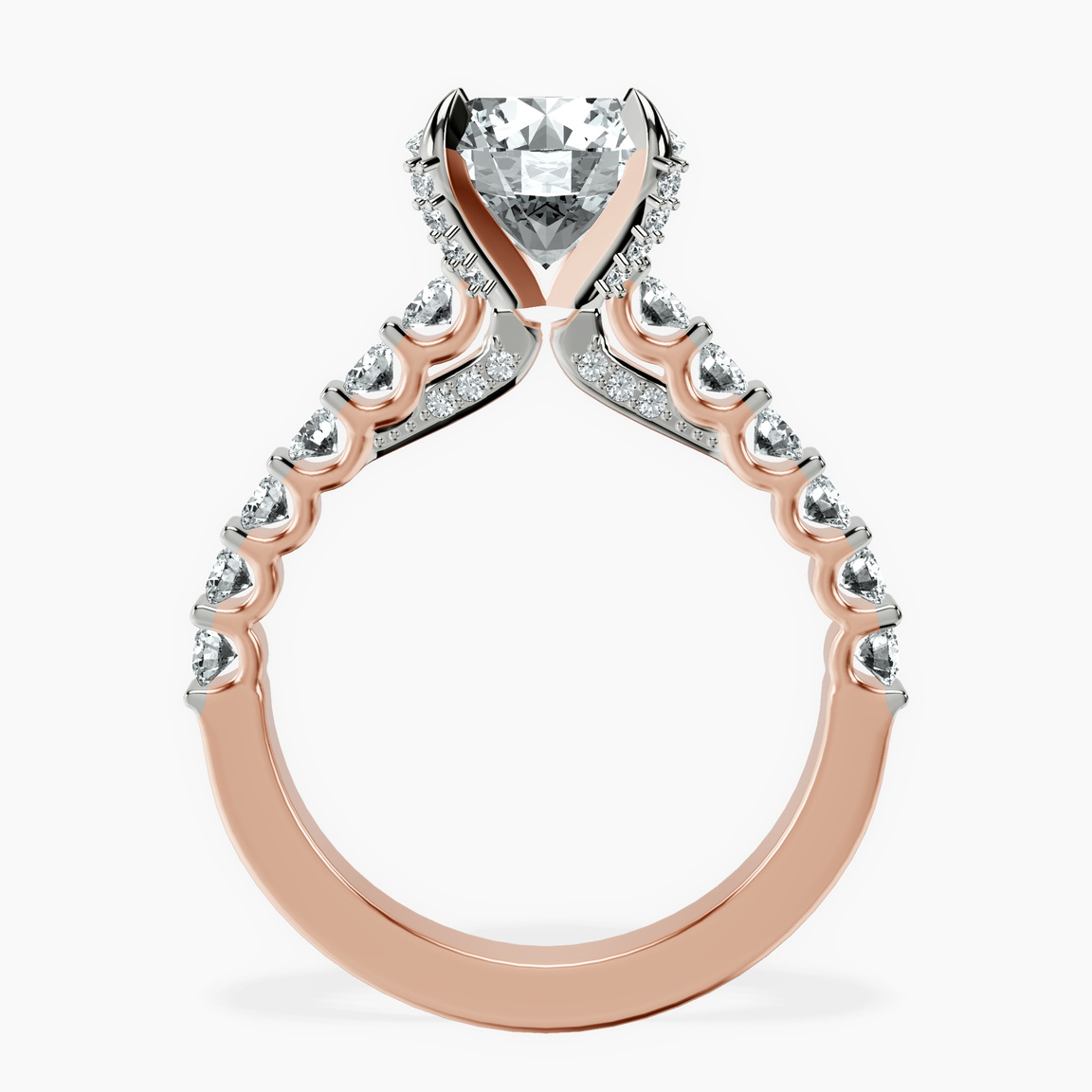 10kt Rose Gold Austria Cathedral Lab Diamond Ring side right image one
