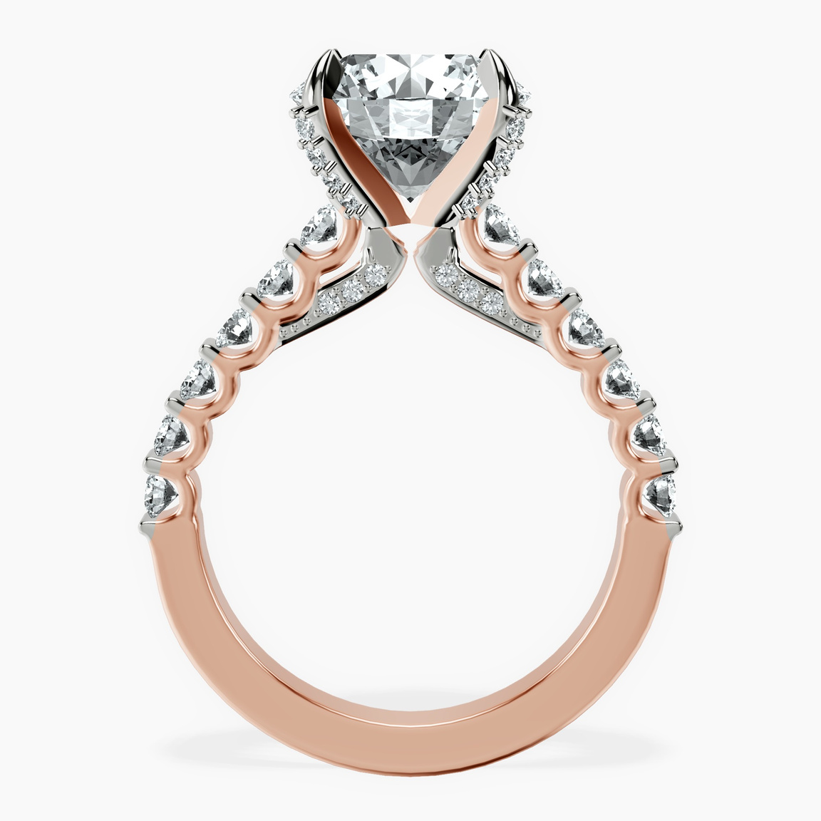 10kt Rose Gold Austria Cathedral Lab Diamond Ring side right image one