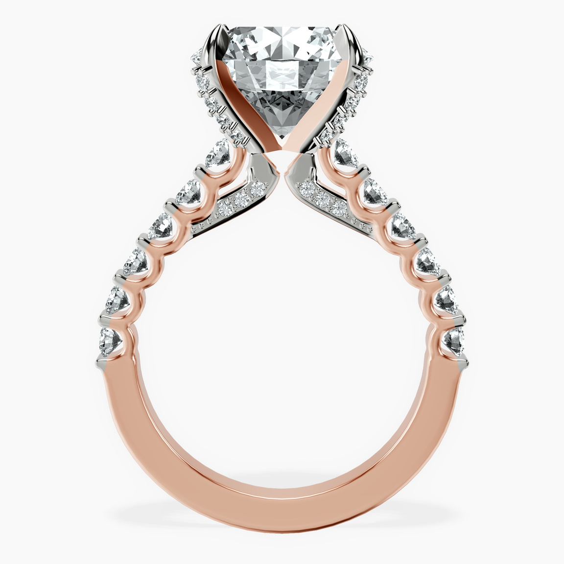 10kt Rose Gold Austria Cathedral Lab Diamond Ring side right image one