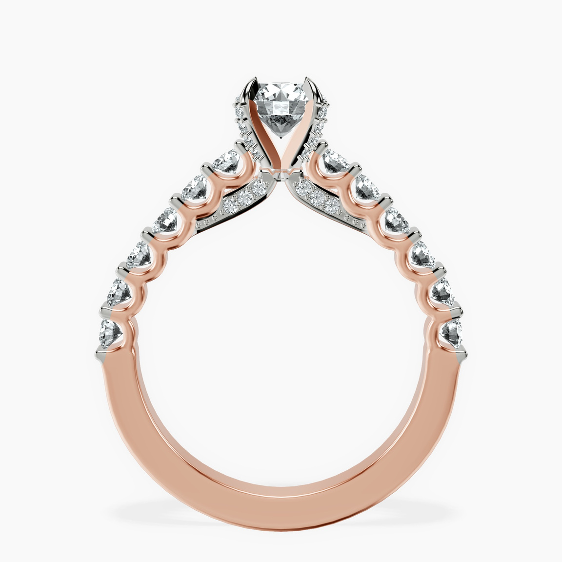 10kt Rose Gold Austria Cathedral Lab Diamond Ring side right image one
