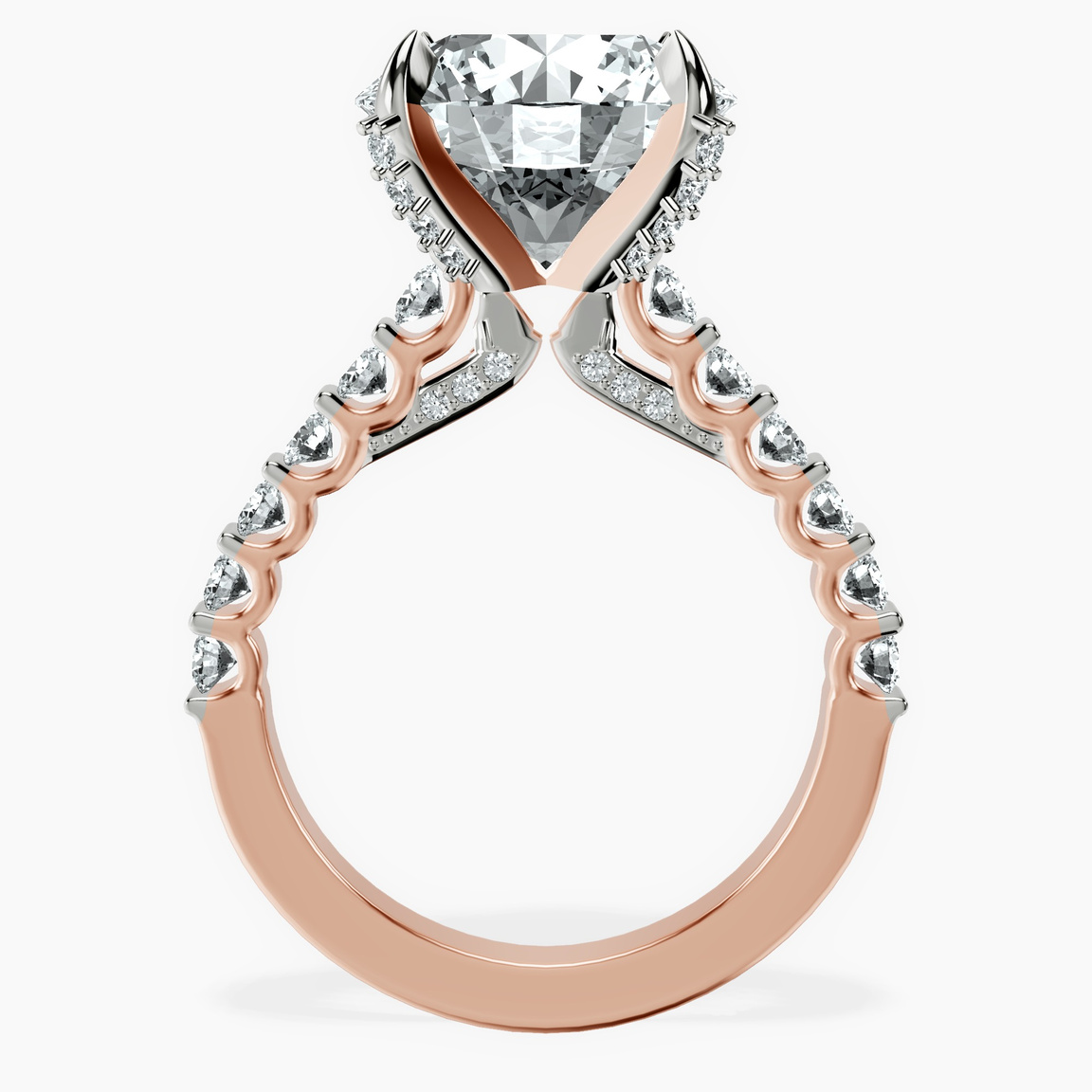 10kt Rose Gold Austria Cathedral Lab Diamond Ring side right image one
