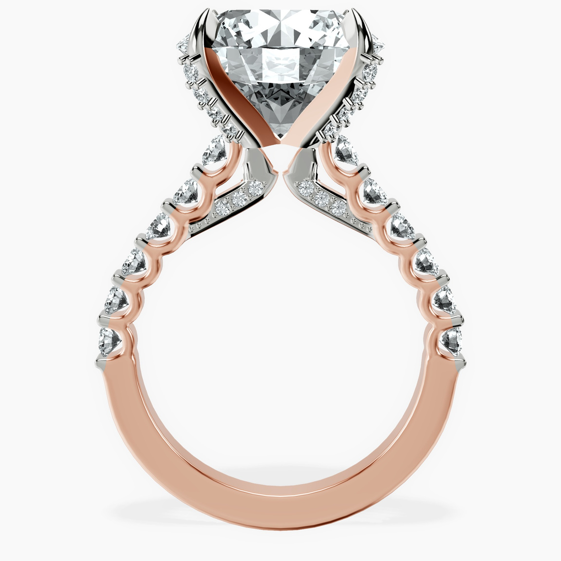 10kt Rose Gold Austria Cathedral Lab Diamond Ring side right image one