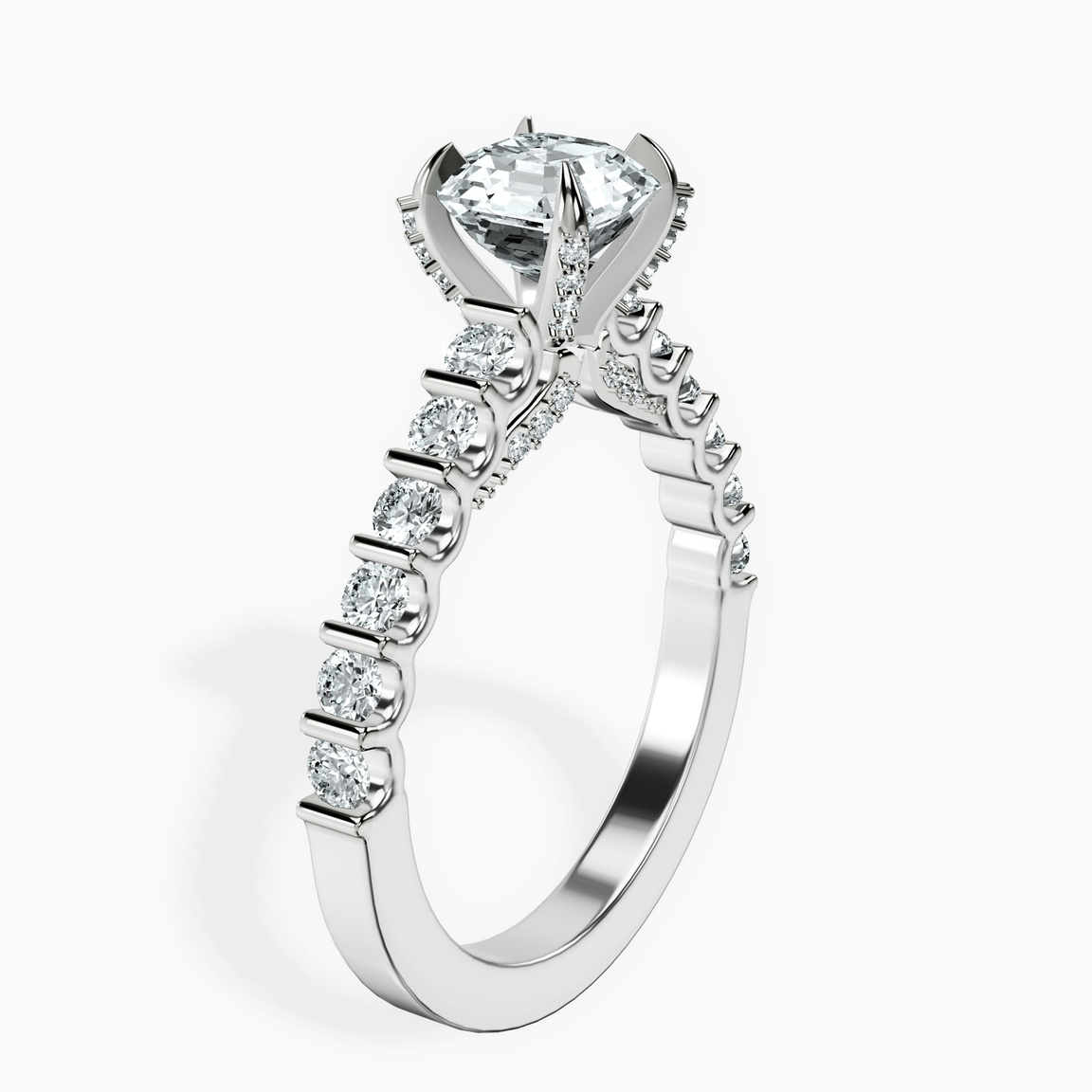 10kt White Gold Austria Cathedral Lab Diamond Ring standing product image one