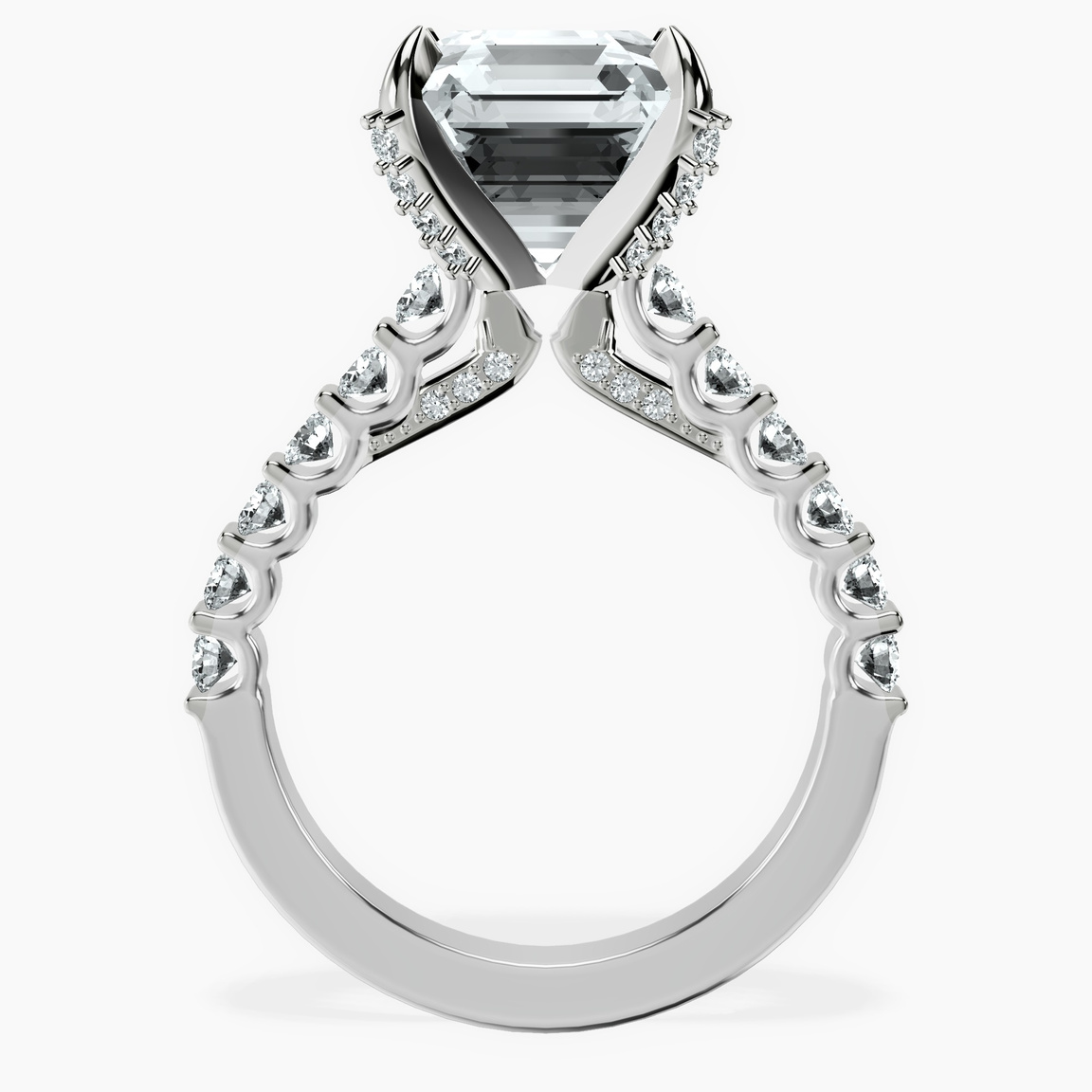 10kt White Gold Austria Cathedral Lab Diamond Ring side right image one