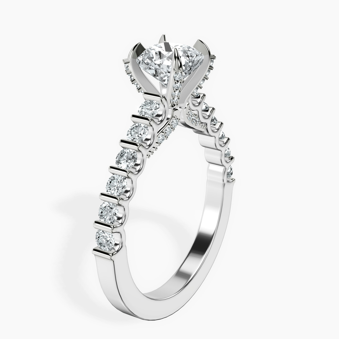 14kt White Gold Austria Cathedral Lab Diamond Ring standing product image one