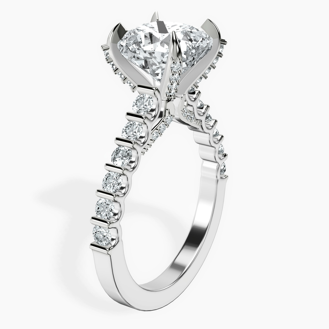 Platinum Austria Cathedral Lab Diamond Ring standing product image one