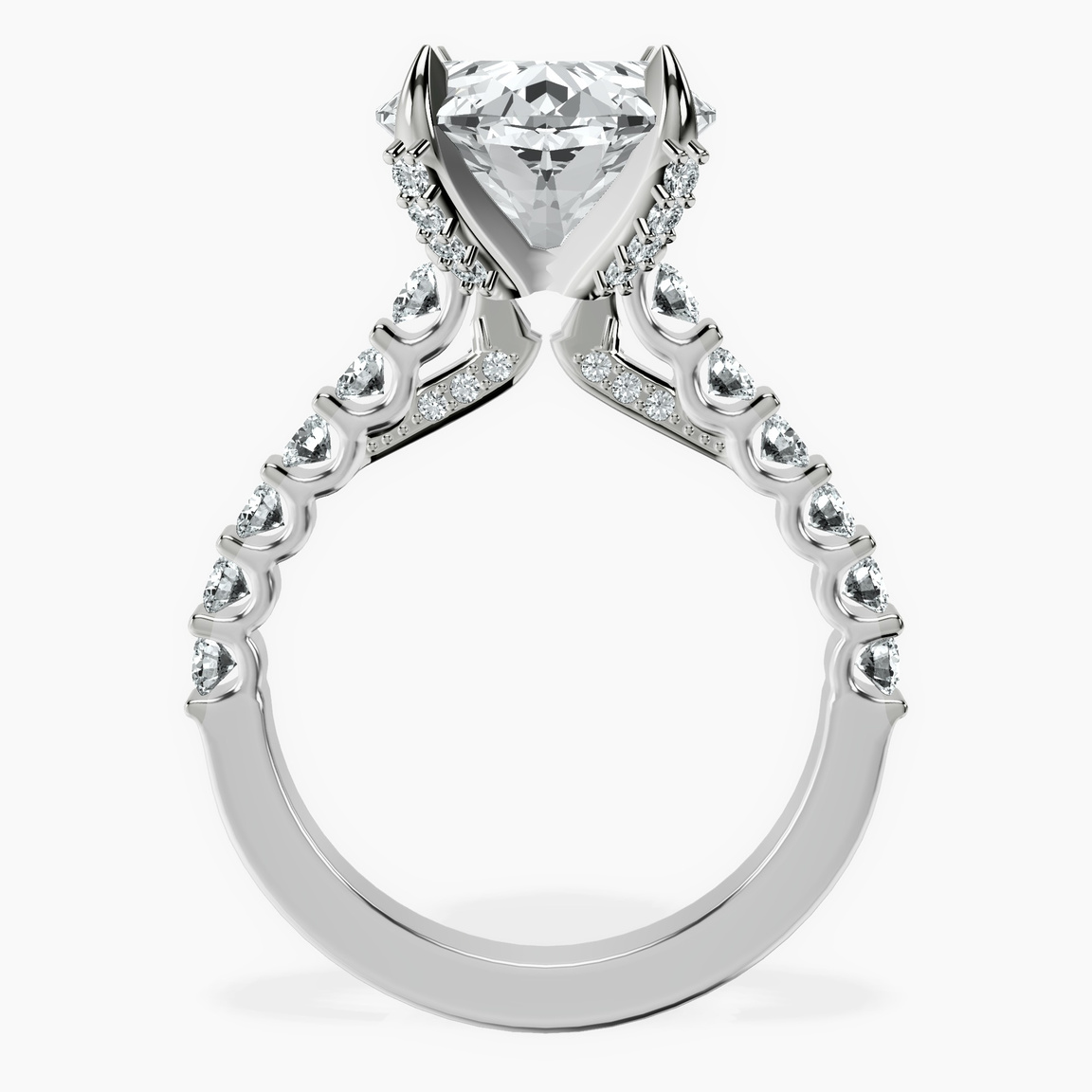 14kt White Gold Austria Cathedral Lab Diamond Ring side right image one