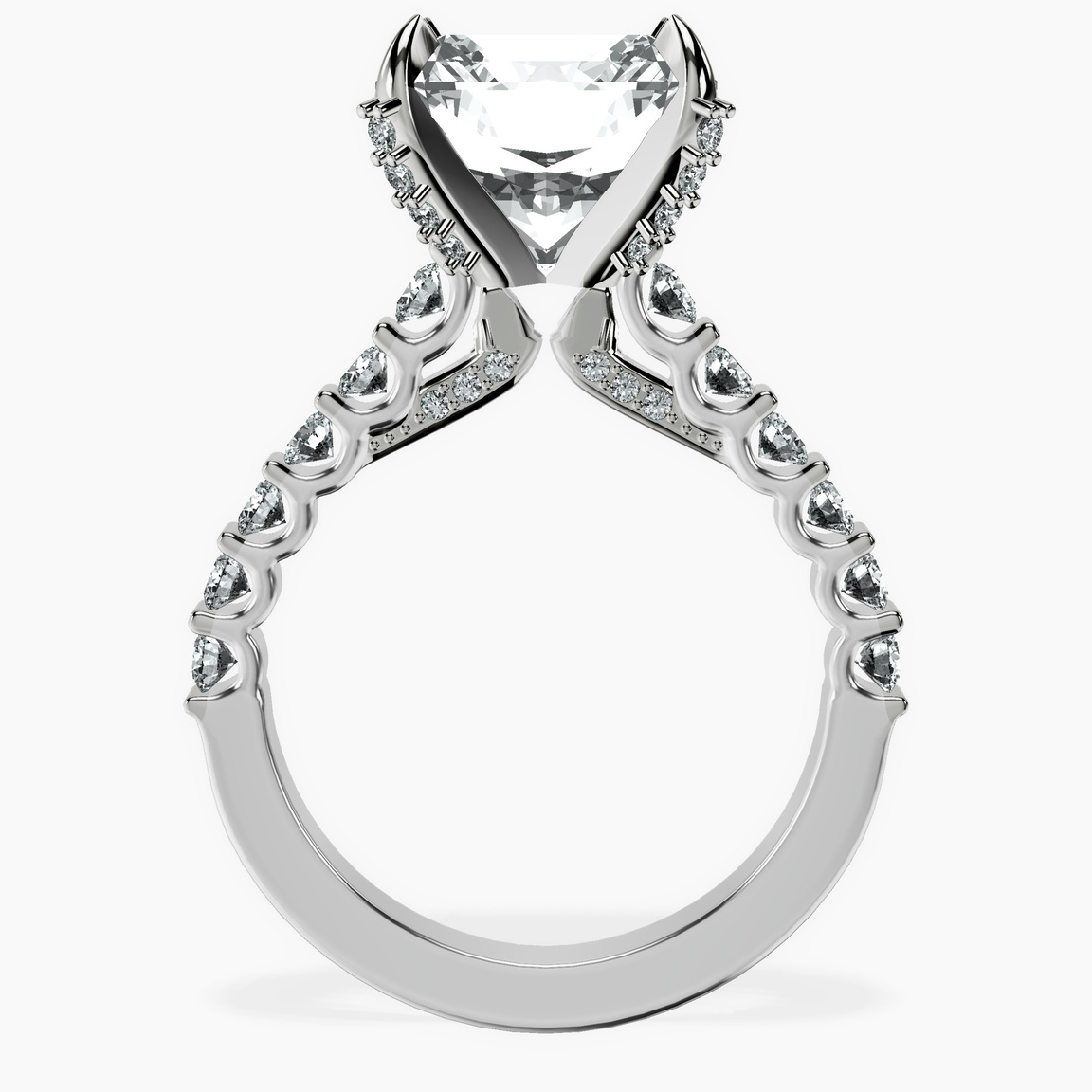14kt White Gold Austria Cathedral Lab Diamond Ring side right image one