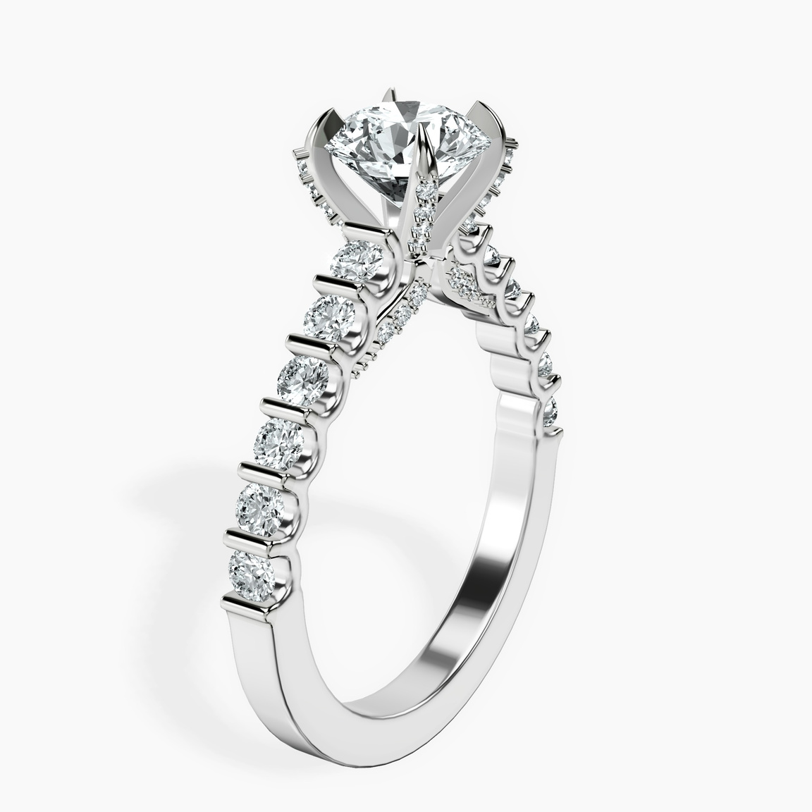 Platinum Austria Cathedral Lab Diamond Ring standing product image one