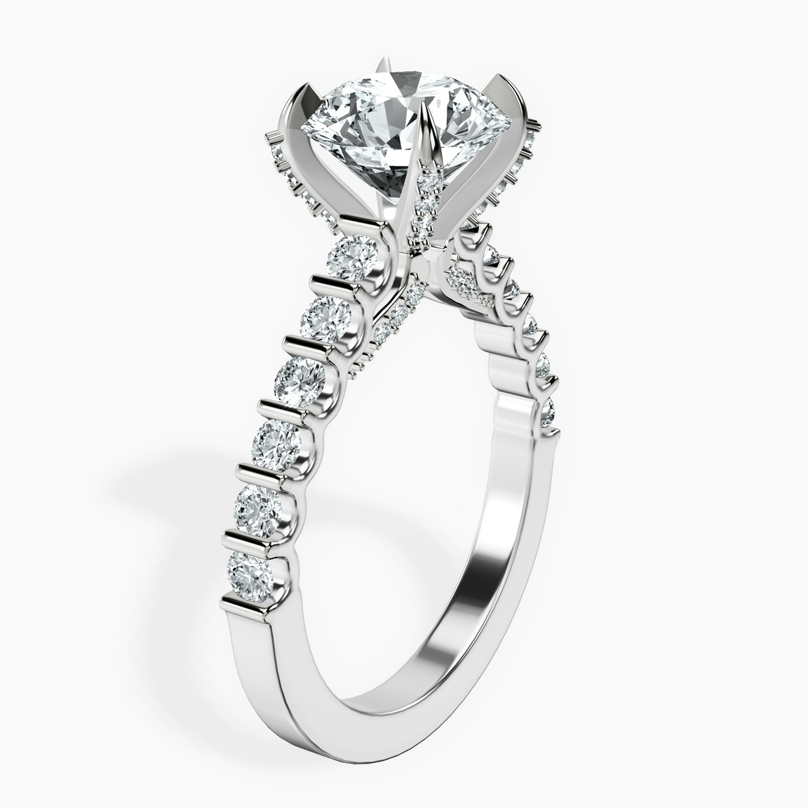 Platinum Austria Cathedral Lab Diamond Ring standing product image one