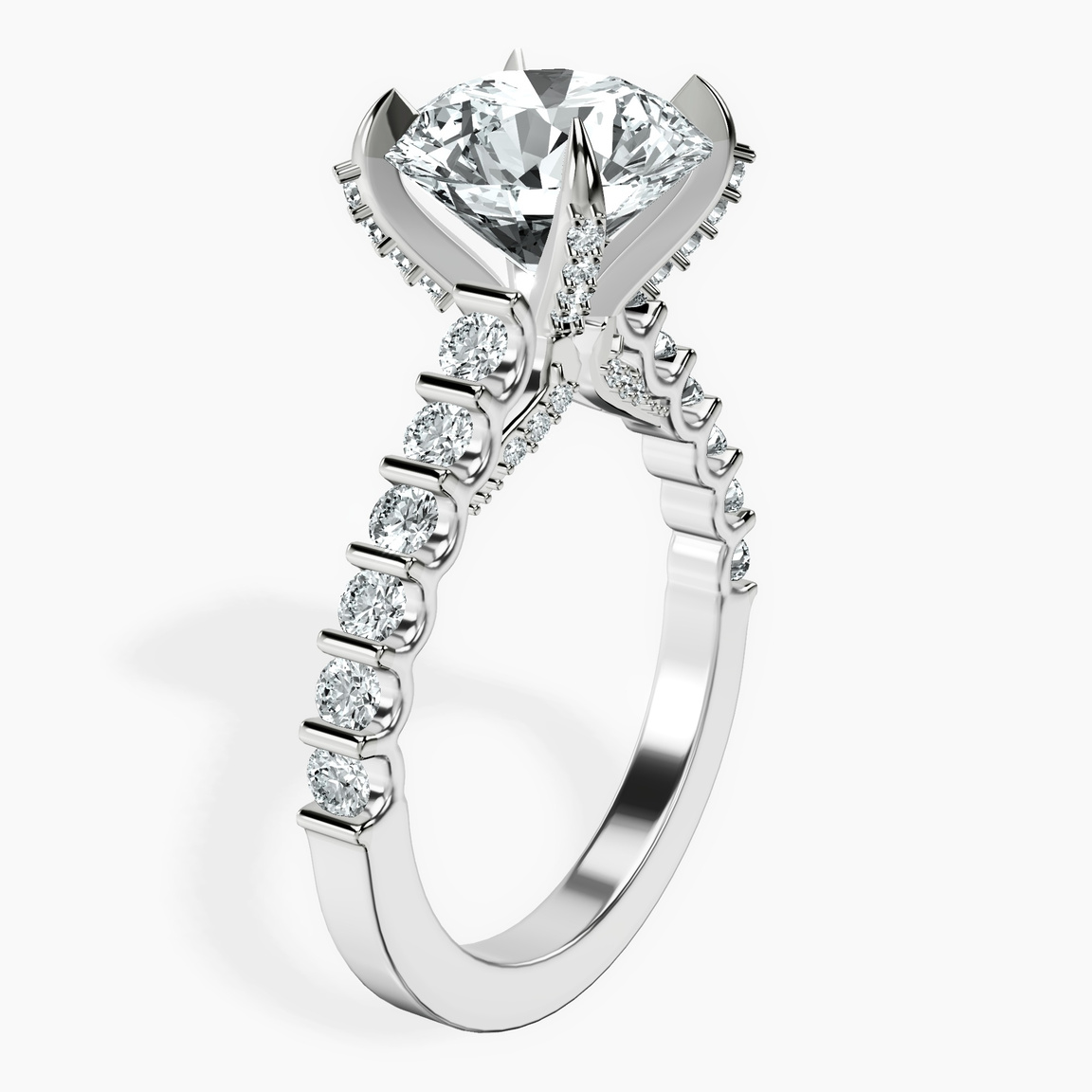 Platinum Austria Cathedral Lab Diamond Ring standing product image one