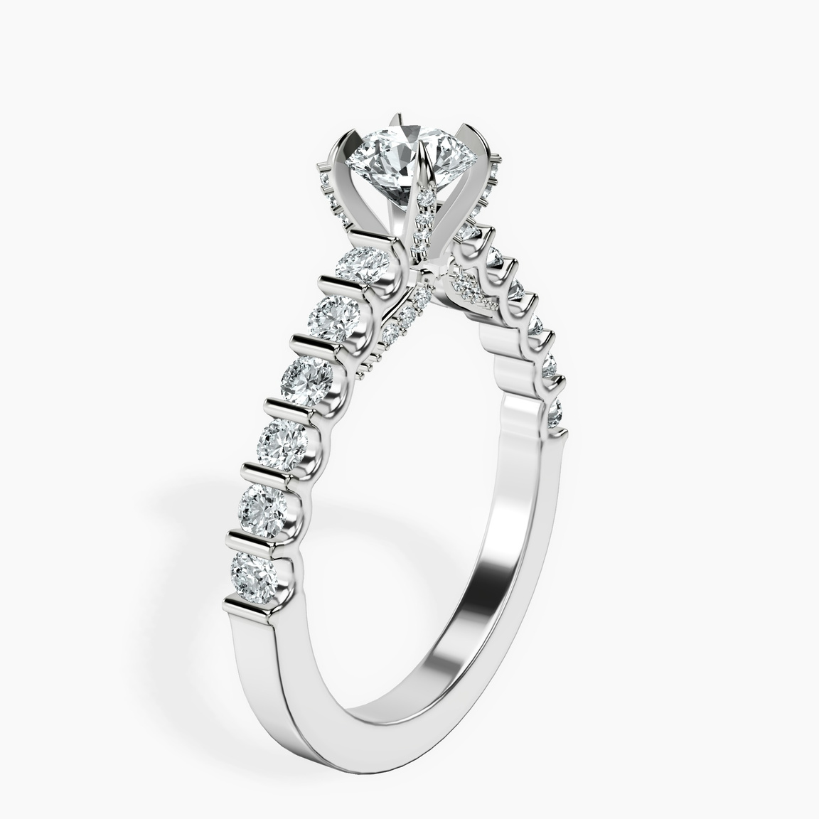 18kt White Gold Austria Cathedral Lab Diamond Ring standing product image one