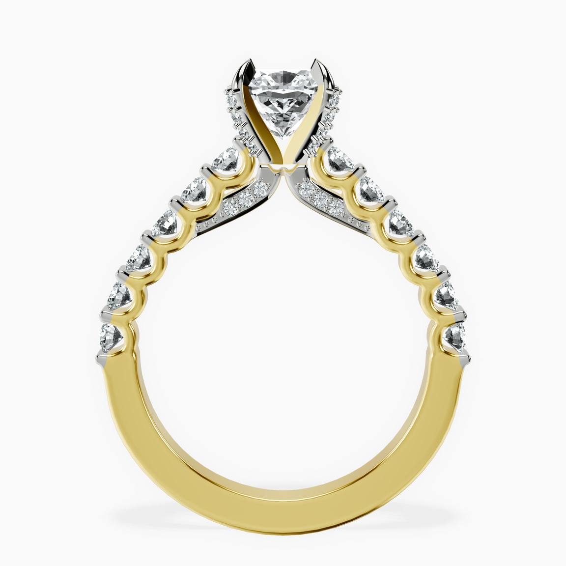 14kt Yellow Gold Austria Cathedral Lab Diamond Ring side right image one