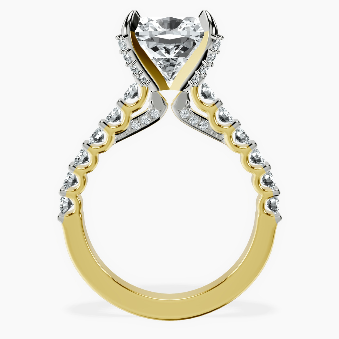 10kt Yellow Gold Austria Cathedral Lab Diamond Ring side right image one
