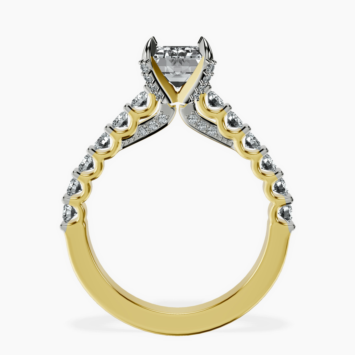 18ct Yellow Gold Austria Cathedral Lab Diamond Ring side right image one