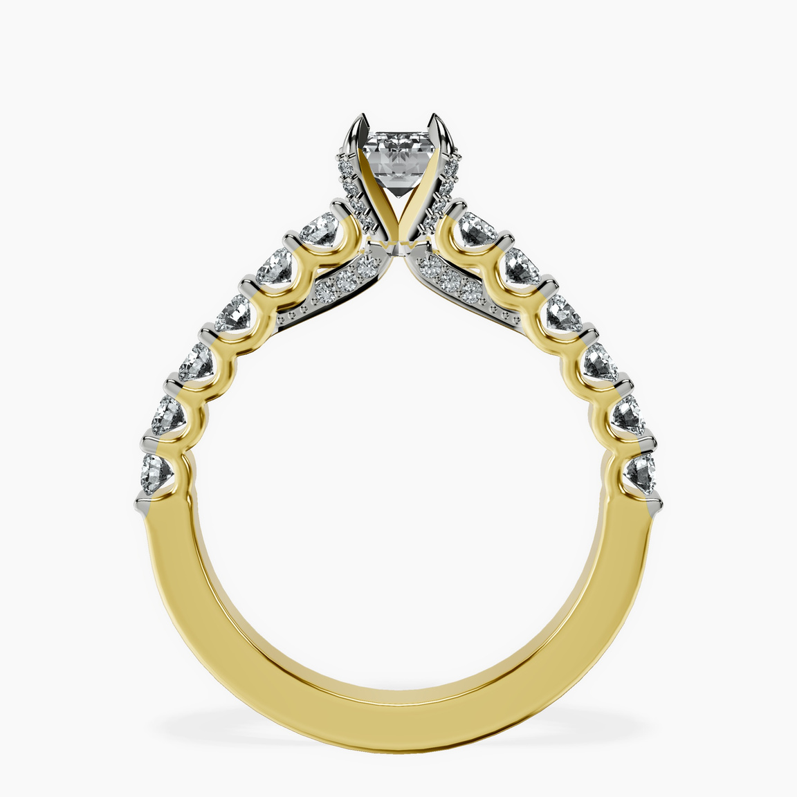 10kt Yellow Gold Austria Cathedral Lab Diamond Ring side right image one
