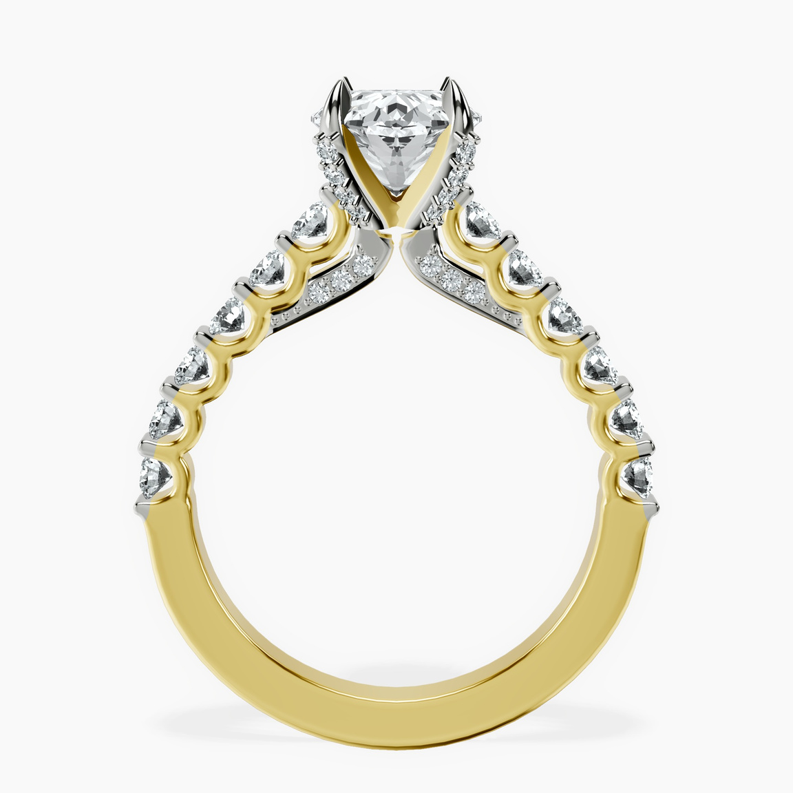 14kt Yellow Gold Austria Cathedral Lab Diamond Ring side right image one