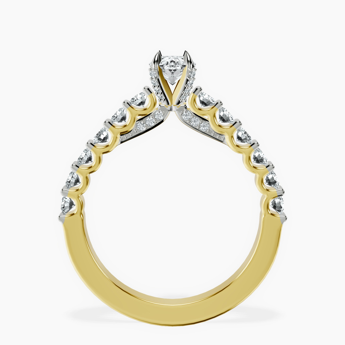 18kt Yellow Gold Austria Cathedral Lab Diamond Ring side right image one