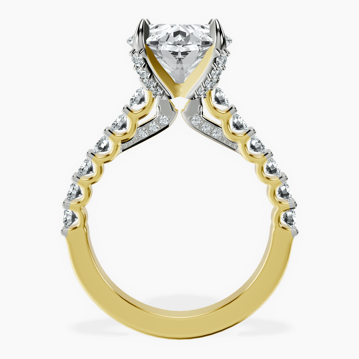 18kt Yellow Gold Austria Cathedral Lab Diamond Ring side right image one
