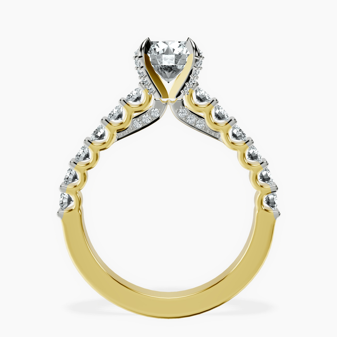 18kt Yellow Gold Austria Cathedral Lab Diamond Ring side right image one