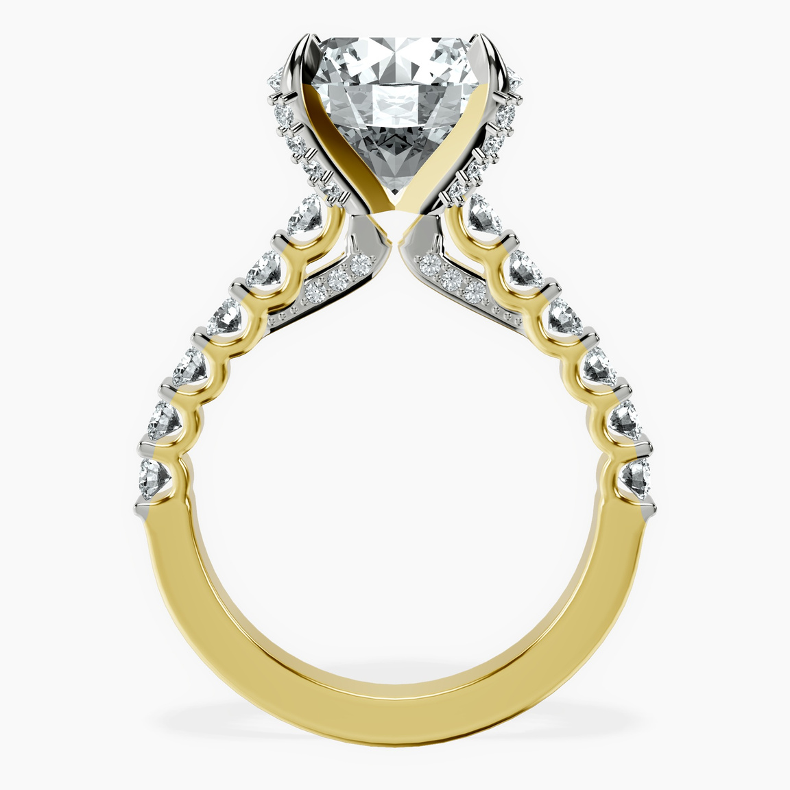 18kt Yellow Gold Austria Cathedral Lab Diamond Ring side right image one