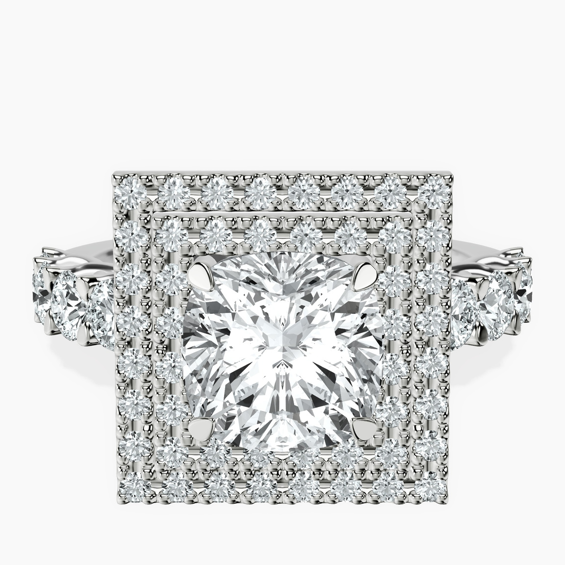 14kt White Gold Crowned Cresta Double Halo Lab Diamond Ring front image