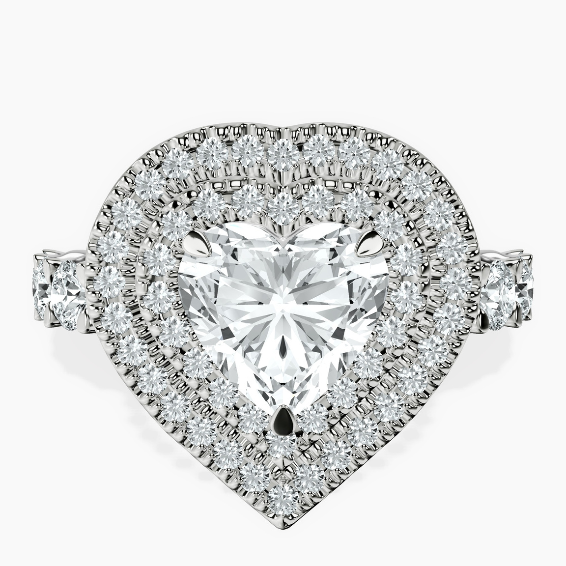 10kt White Gold Crowned Cresta Double Halo Lab Diamond Ring front image
