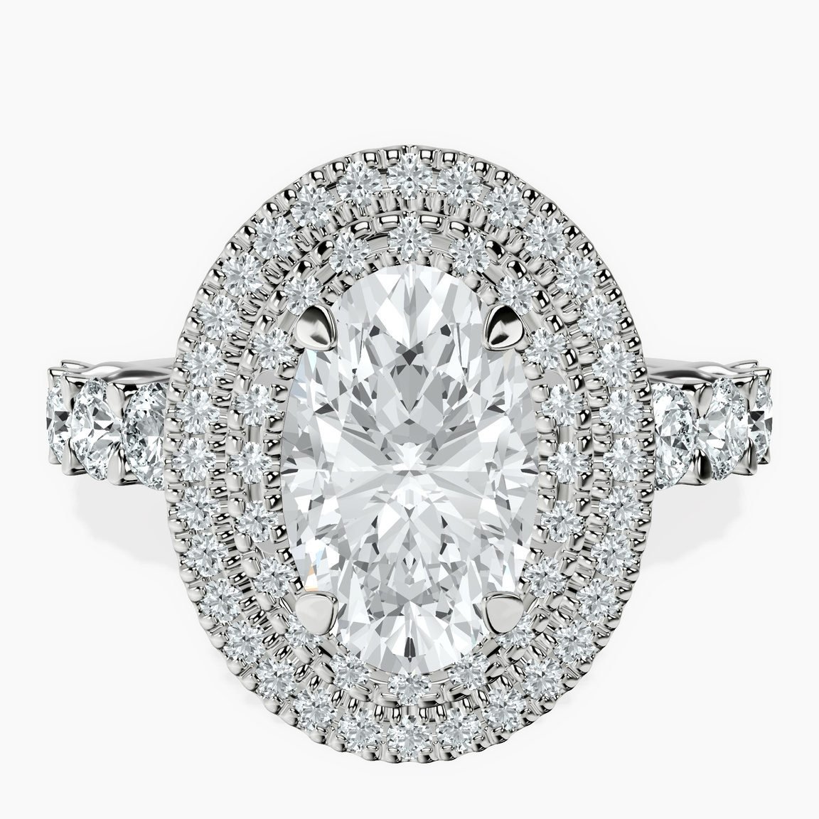 14kt White Gold Crowned Cresta Double Halo Lab Diamond Ring front image