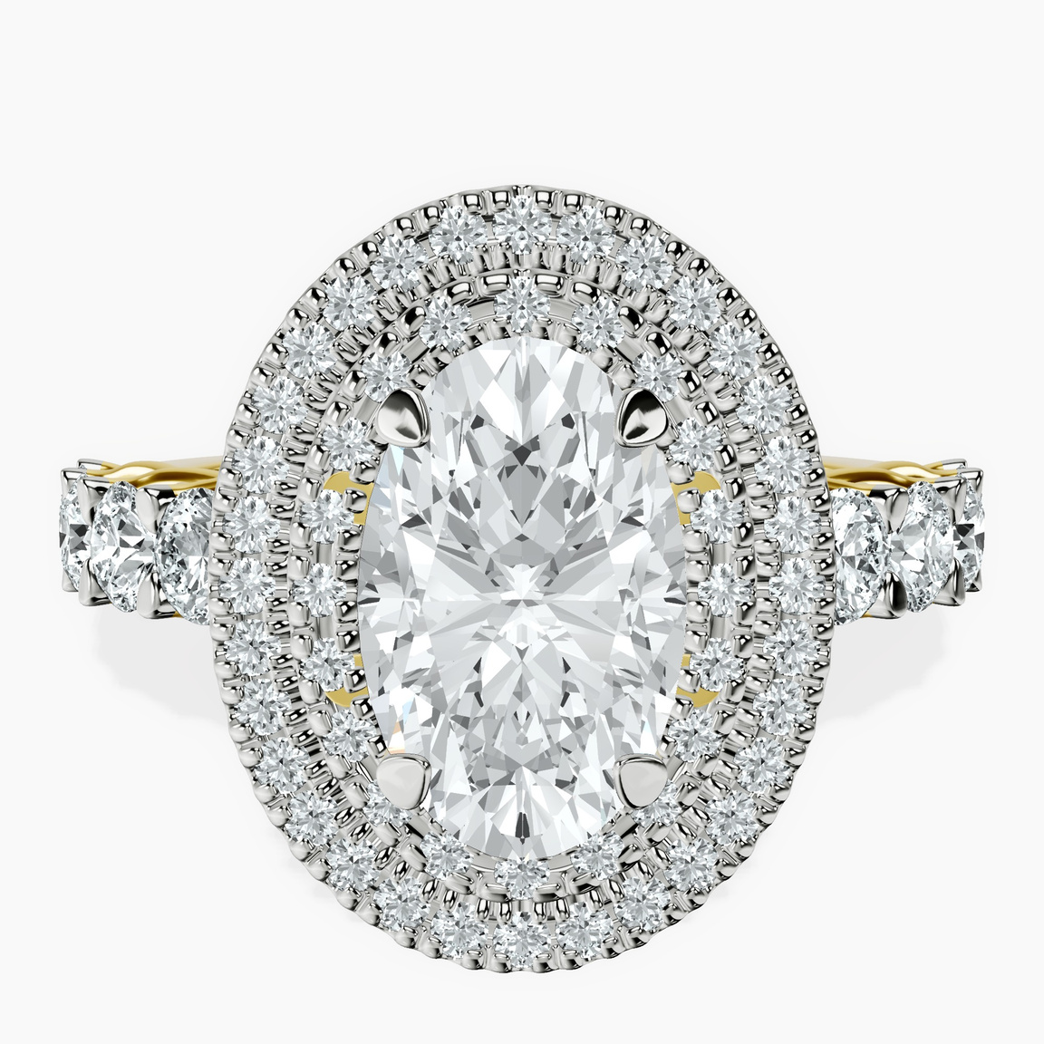 10kt Yellow Gold Crowned Cresta Double Halo Lab Diamond Ring front image