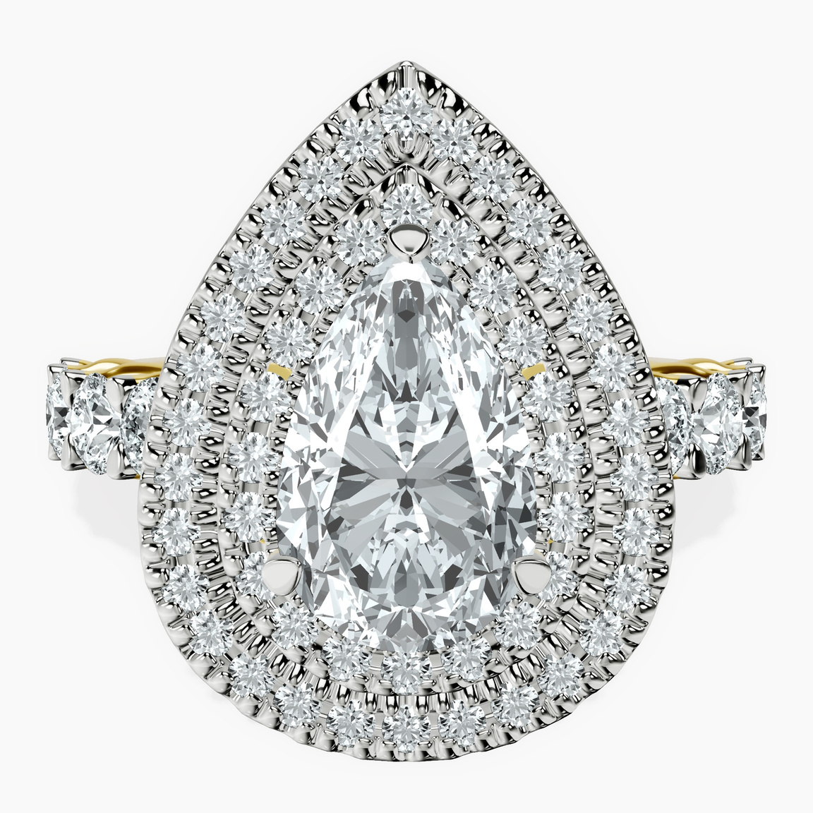 9ct Yellow Gold Crowned Cresta Double Halo Lab Diamond Ring front image