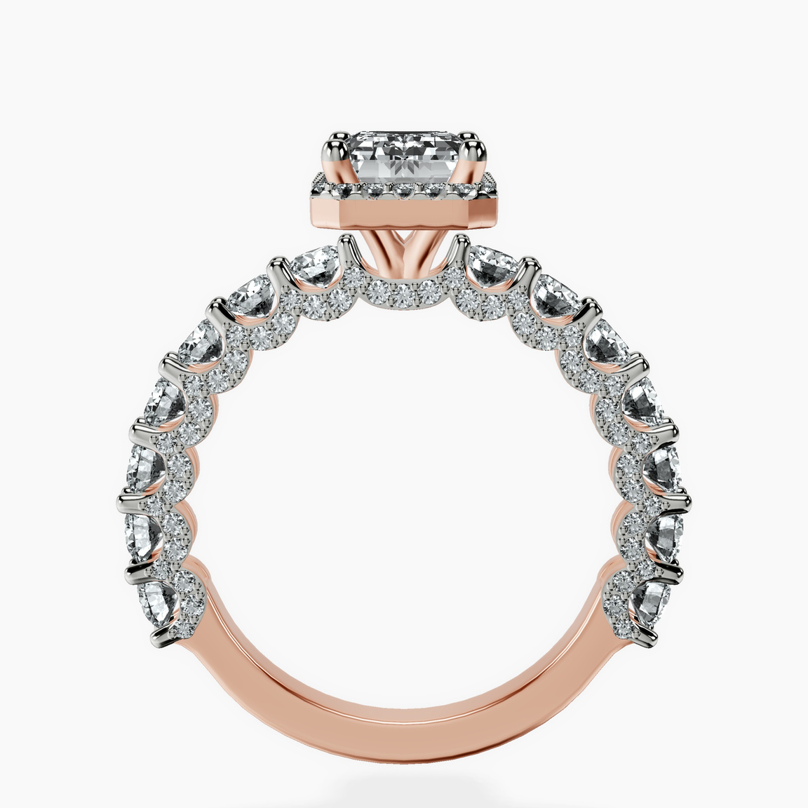 14ct Rose Gold Enchanté Side Stones Halo Lab Diamond Ring side right image one