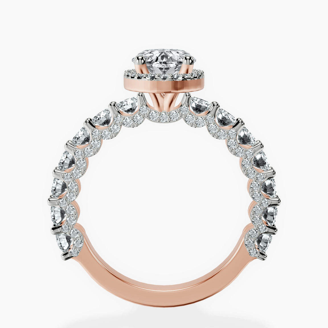 9ct Rose Gold Enchanté Side Stones Halo Lab Diamond Ring side right image one