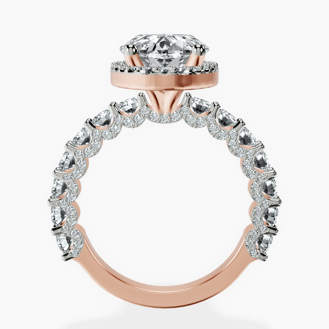 14kt Rose Gold Enchanté Side Stones Halo Lab Diamond Ring side right image one