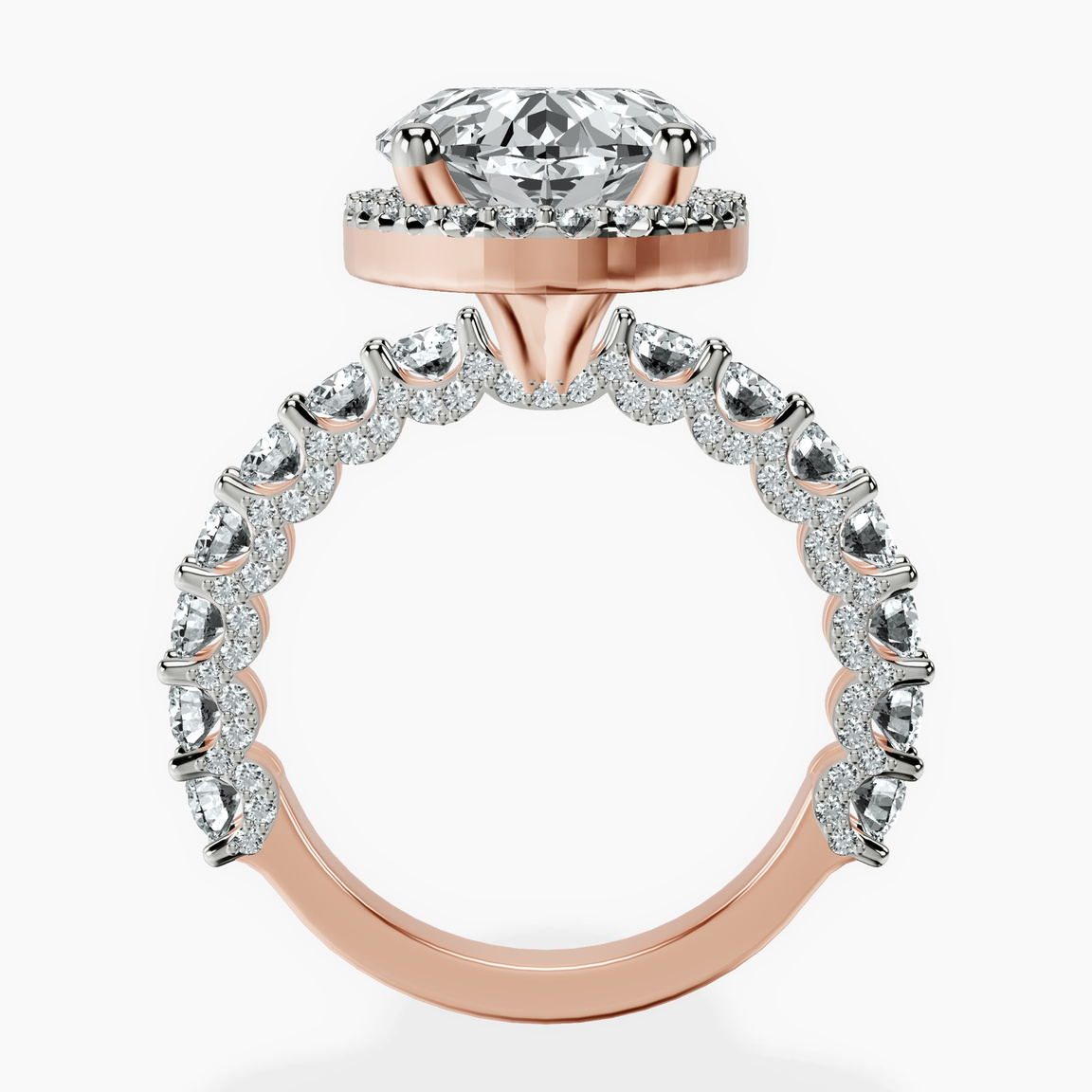 18kt Rose Gold Enchanté Side Stones Halo Lab Diamond Ring side right image one