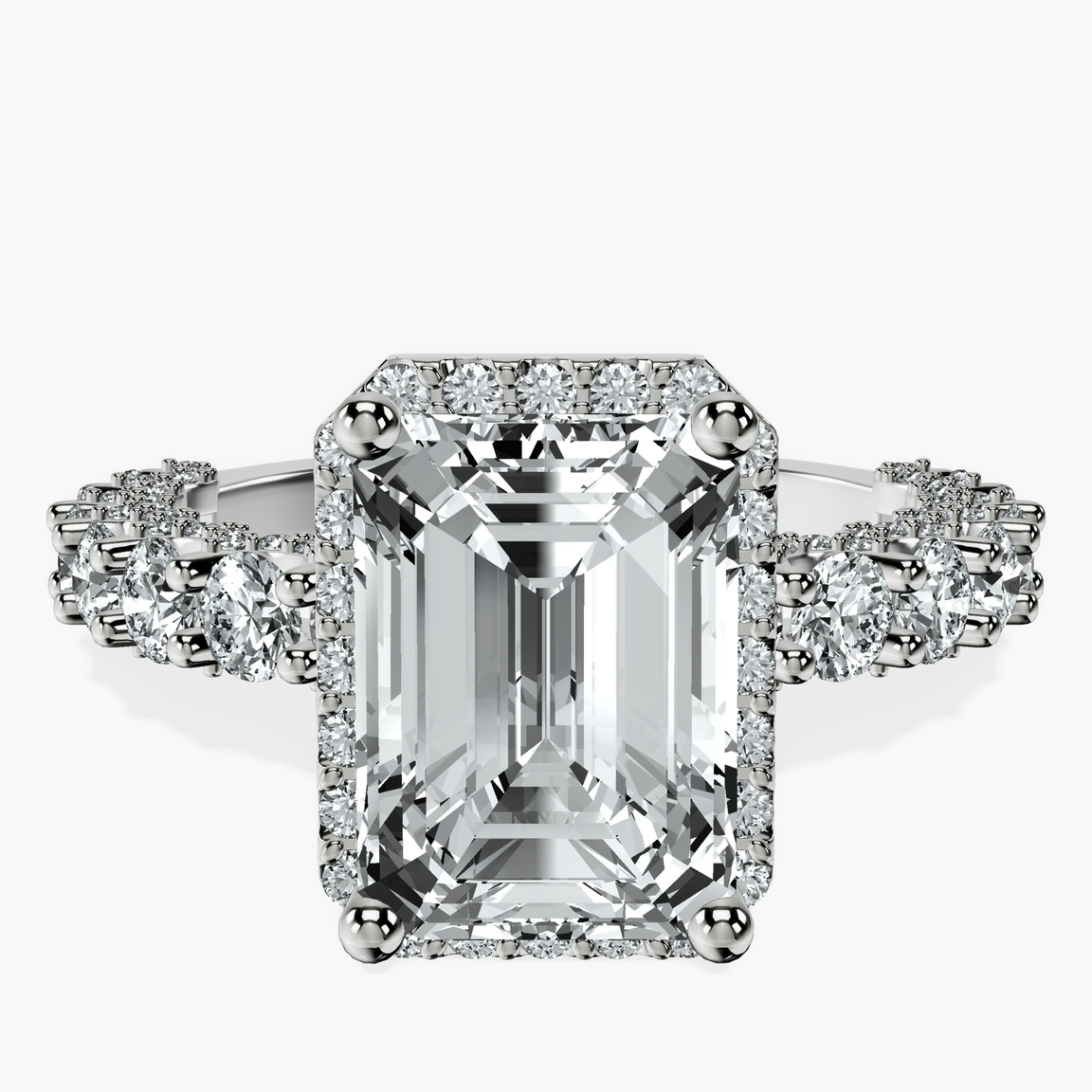 Platinum Enchanté Side Stones Halo Lab Diamond Ring front image