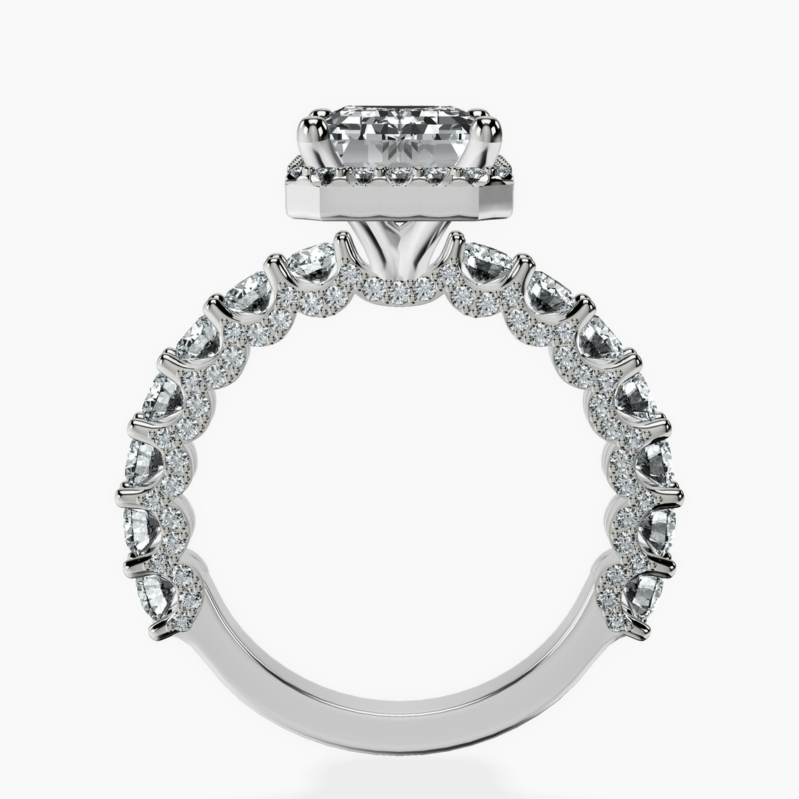 Platinum Enchanté Side Stones Halo Lab Diamond Ring side right image one